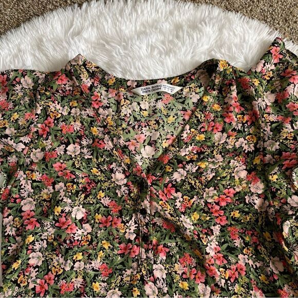 Zara Basic Floral Top Womens Size Small - Picture 5 of 7